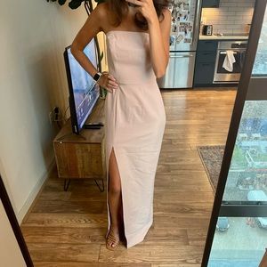 WAYF The Mila Strapless Slit Column Gown in Ballet Pink - Size XS